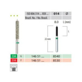 Diamond Burs, Cylinder Round Safe End, FG 534-014, Coarse