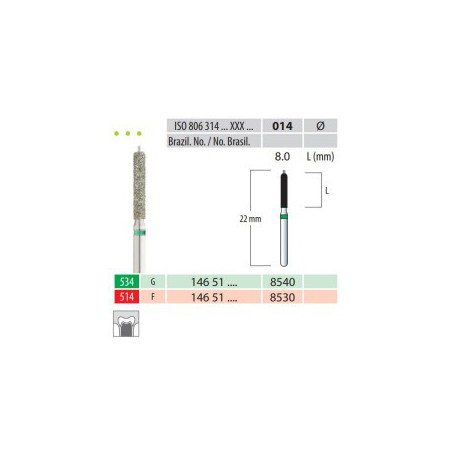 Diamond Burs, Cylinder Round Safe End, FG 534-014, Coarse