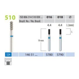 Diamond Burs, Cylinder ZigZag, FG 510-016, Medium