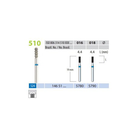 Diamond Burs, Cylinder ZigZag, FG 510-016, Medium