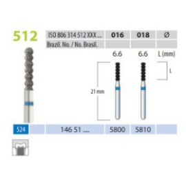 Diamond Burs, Cylinder ZigZag, FG 512-016, Medium