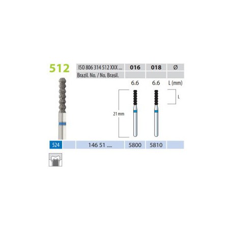 Diamond Burs, Cylinder ZigZag, FG 512-016, Medium