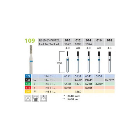 Diamond Burs, Cylinder, FG 109-010, Medium