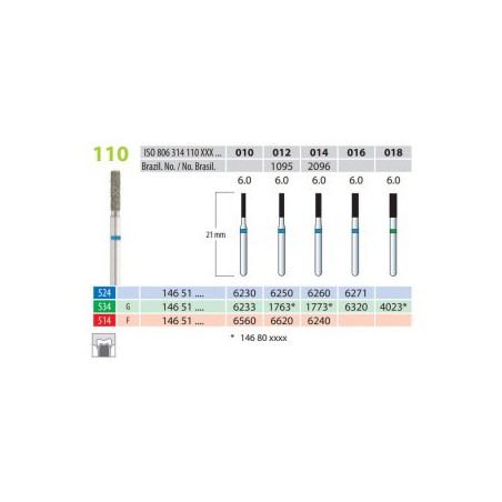 Diamond Burs, Cylinder, FG 110-010, Fine