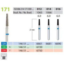 Diamond Burs, FG 0Truncated Cone, FG 171-012, Fine