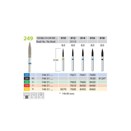 Diamond Burs, Flame, FG 249-016, X-Coarse