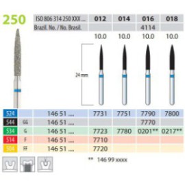 Diamond Burs, Flame, FG 250-016, X-Coarse