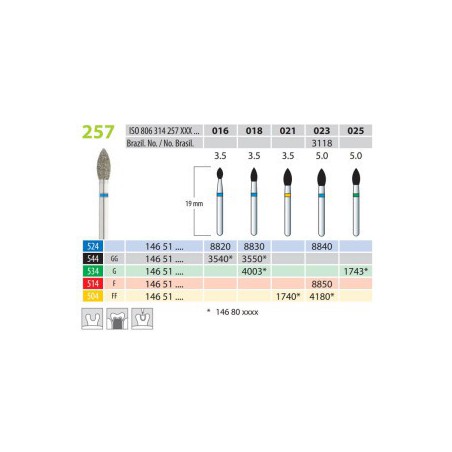 Diamond Burs, Flame, FG 257-016, Medium