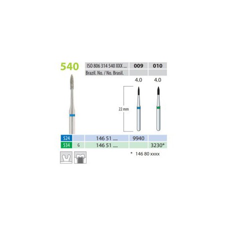 Diamond Burs, Flame, FG 524-009, Medium