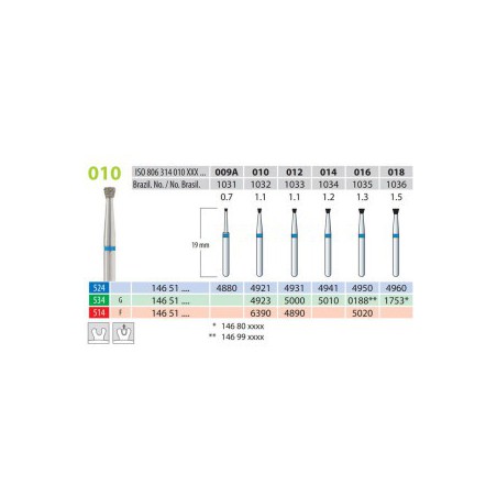 Diamond Burs, Inverted Cone, FG 10-009, Medium