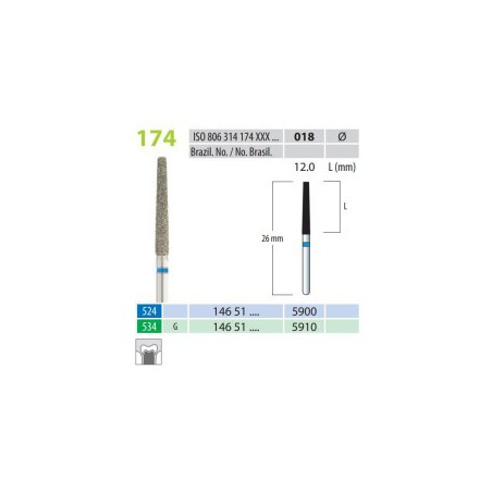 Diamond Burs, Long Truncated Cone, FG 174-018, Medium