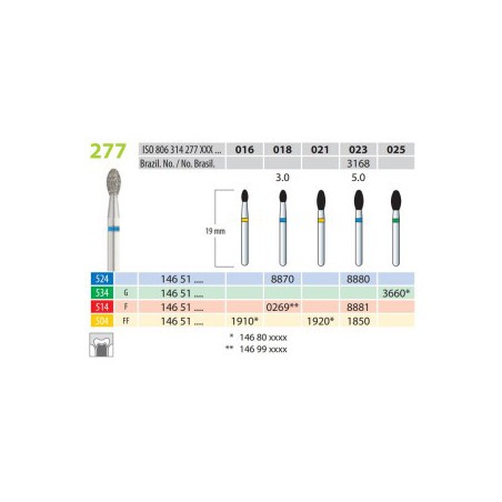 Diamond Burs, Oval, FG 277-018, Medium