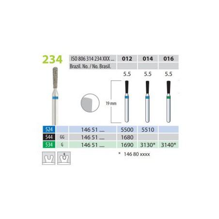 Diamond Burs, Pear, FG 234-012, Medium