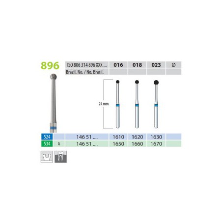 Diamond Burs, Round Long Neck, FG 896-018, Medium