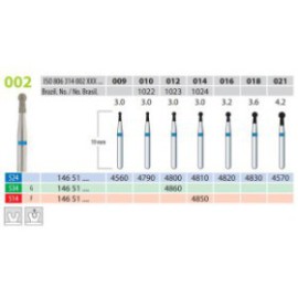 Diamond Burs, Round with Neck, FG 002-009, Medium