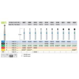 Diamond Burs, Round, FG 001-009, Coarse