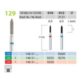 Diamond Burs, Torpedo, FG 129-010, Fine