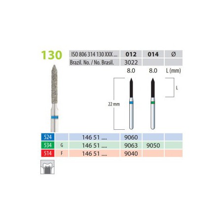 Diamond Burs, Torpedo, FG 130-012, Fine