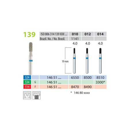 Diamond Burs, Torpedo, FG 139-010, Fine