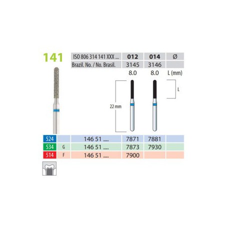 Diamond Burs, Torpedo, FG 141-012, Fine