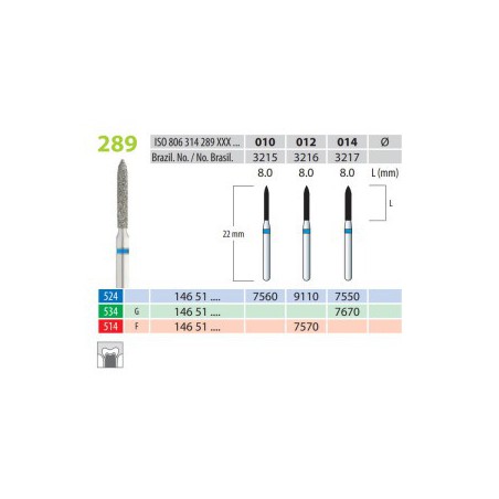 Diamond Burs, Torpedo, FG 289-014, Coarse