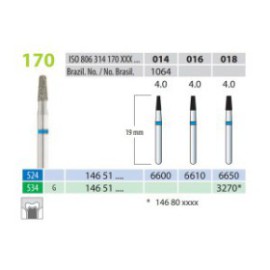 Diamond Burs, Truncated Cone, FG 170-016, Medium