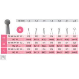 Trimming & Finishing Carbide Bur, Round, RA 001-021, 32 Blades, PK/5