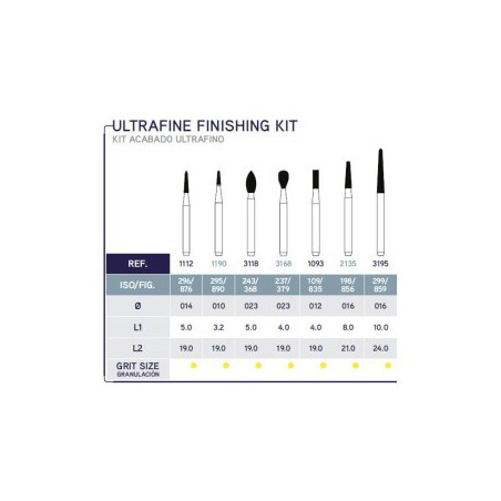 Ultrafine Finishing Burs, FG, Kit/7