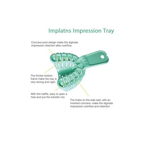 Dental Implant Impressin Tray, Upper and Lower, Assorted Sizes, PK/6