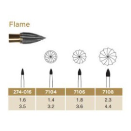 Trimming & Finishing Carbide Bur, Flame, FG-018, 12 Blades