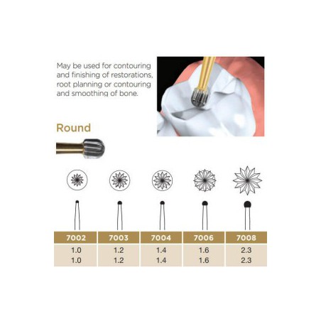 Trimming & Finishing Carbide Bur, Round, FG-010, 12 Blades