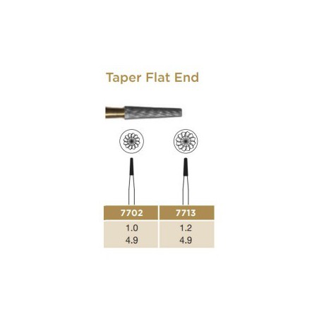 Trimming & Finishing Carbide Bur, Taper Flat End, FG-010, 12 Blades, PK/2