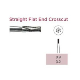 Operative Carbide Bur, Straight Flat End Crosscut, Short FG-009