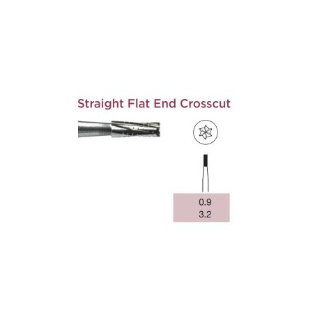 Operative Carbide Bur, Straight Flat End Crosscut, Short FG-009