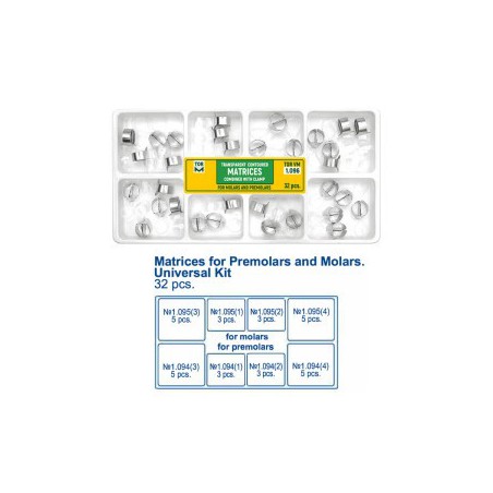 Transparent Contoured Matrices with Clamp for Molar and Premolar, PK/32