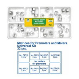 Transparent Contoured Matrices with Clamp for Molar and Premolar, PK/32