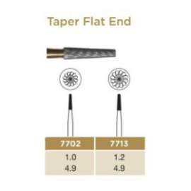 Trimming & Finishing Carbide Bur, Taper Flat End, FG-010, 12 Blades, PK/2