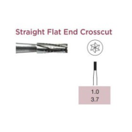 Operative Carbide Bur, Straight Flat End Crosscut, Short FG-010