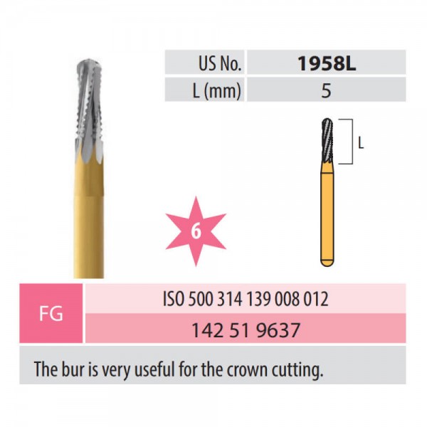 Carbide Bur, Crown Cutting Bur FG 139-012