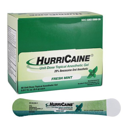 HurriCaine Topical Gel Unit-Dose Swabs Fresh Mint Unit Dose 60/Bx