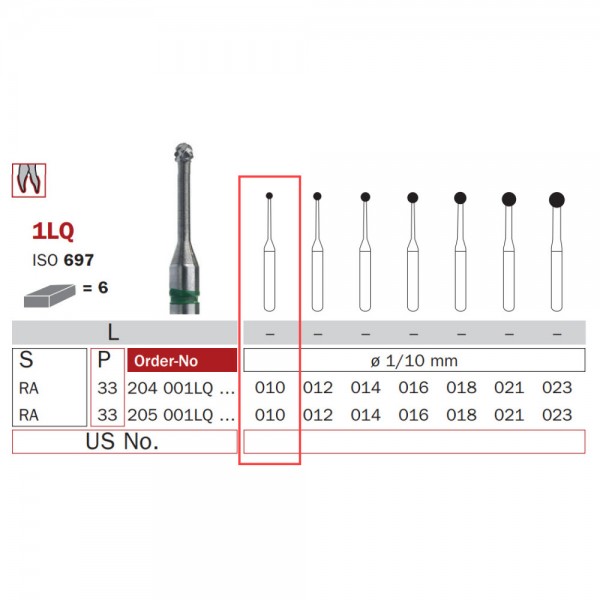 Carbide Bur, Long RA 010, Round ISO No. 697