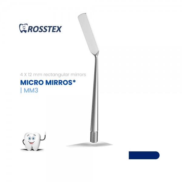 Dental Micro Mirror, Rectangular, 4x12mm, Large