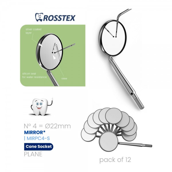 Dental Mirror No. 4, Front Surface, Cone Socket, Single Side