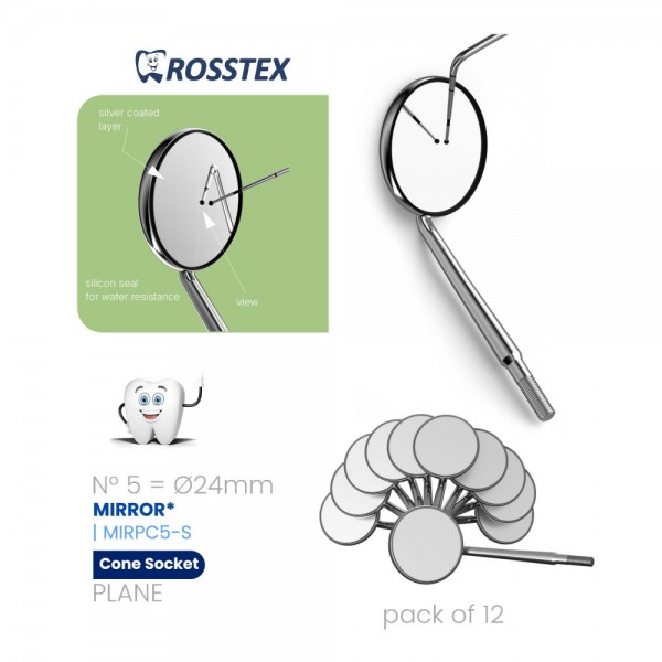 Dental Mirror No. 4, Plane, Cone Socket, Single Side