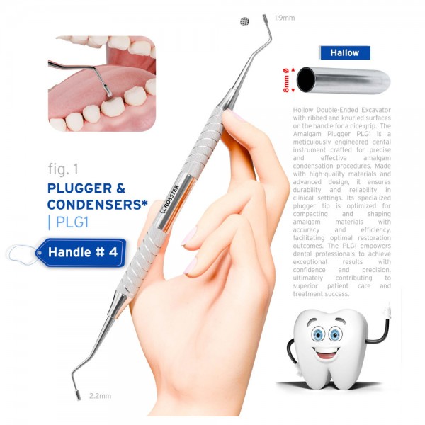 Dental Plugger/Condenser 1, Serrated, 1.2mm–1.5mm, Handle No. 4