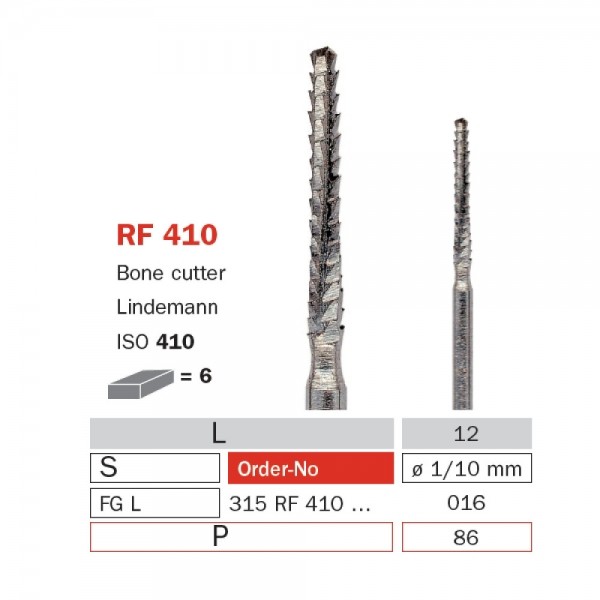 Surgical Carbide Bur, FG 016, Long, Aggressive Bone Cutter ISO No. 410