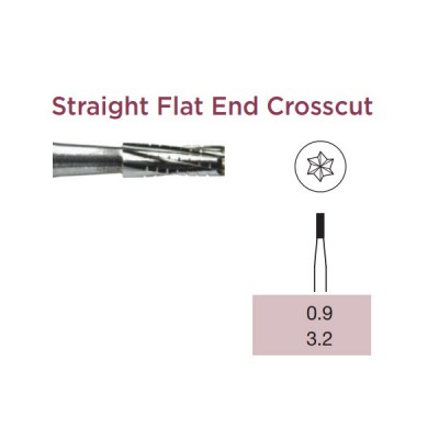 Operative Carbide Bur, Straight Flat End Crosscut, Short FG-009