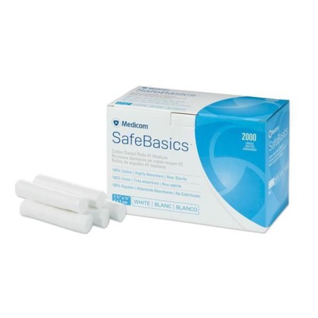 SafeBasics Dental Cotton Roll 1.5 in x 0.375 in Non-Sterile 2000/Bx