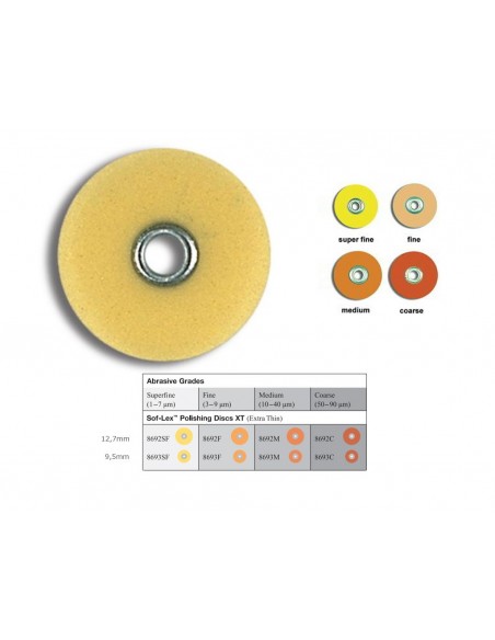 3M SOF-LEX EXTRA THIN POLISHING DISCS, COARSE, MEDIUM,FINE,SUPERFINE, Ø 9.5 MM