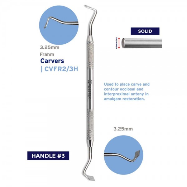 Dental Carver Frahm 2/3H, Diamond Shape, Handle No. 3